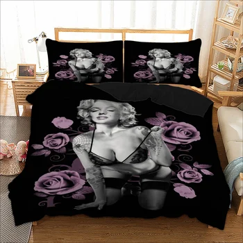 

Marilyn Monroe Duvet Cover Pillow Cases Twin Full Queen King Super King Size Sex Goddess Bedclothes Bed Lines 3D Bedding Set