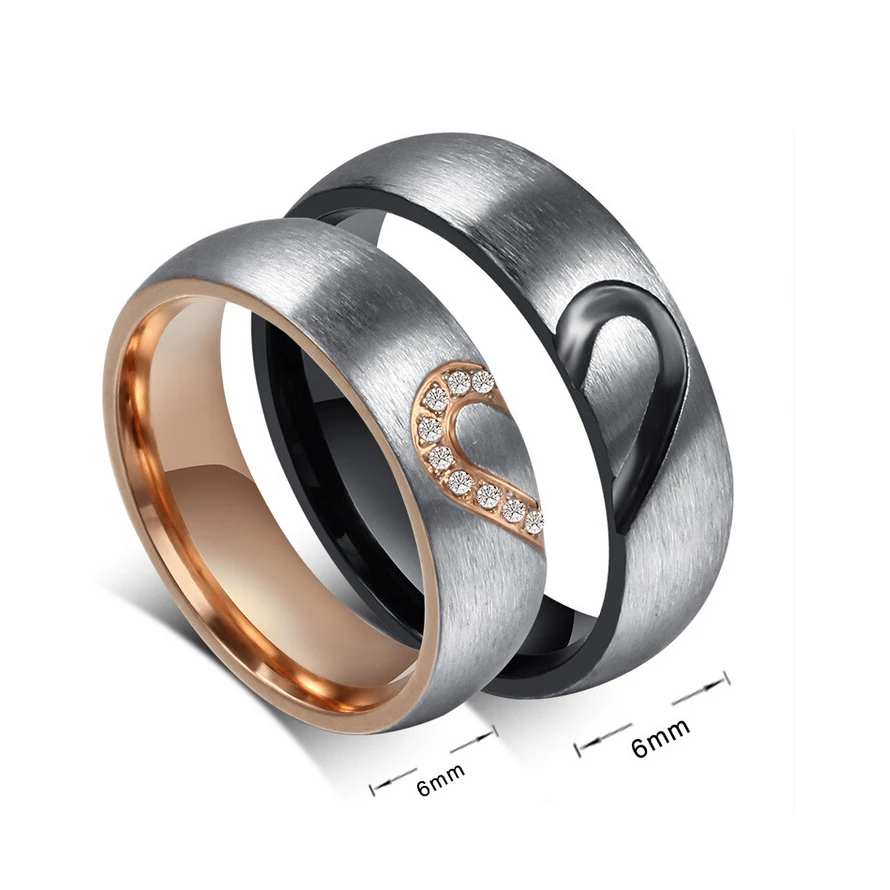 Half Heart Silver Ring For Couples With Sparkeling Stone | Ideal For Couples  In Silver Plating | Engineers Bay Premium Addition On Valentines Day.