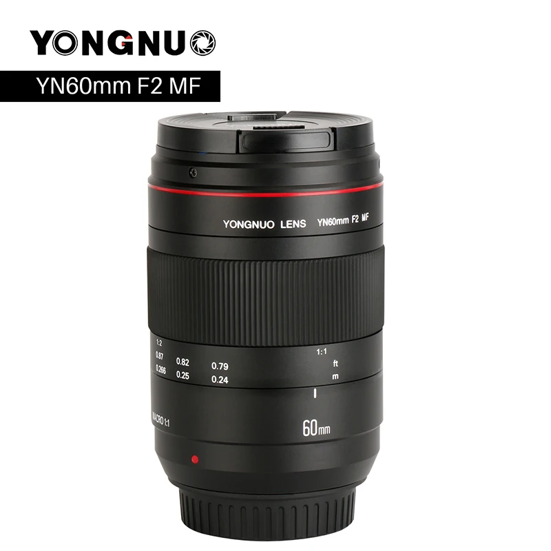 

YONGNUO YN60mm Macro Lens 0.234m 1:1 F2 Large Aperture MF Manual Focus for Canon EOS 80D 5D2 5D3 700D DSLR Cameras Macro Lens