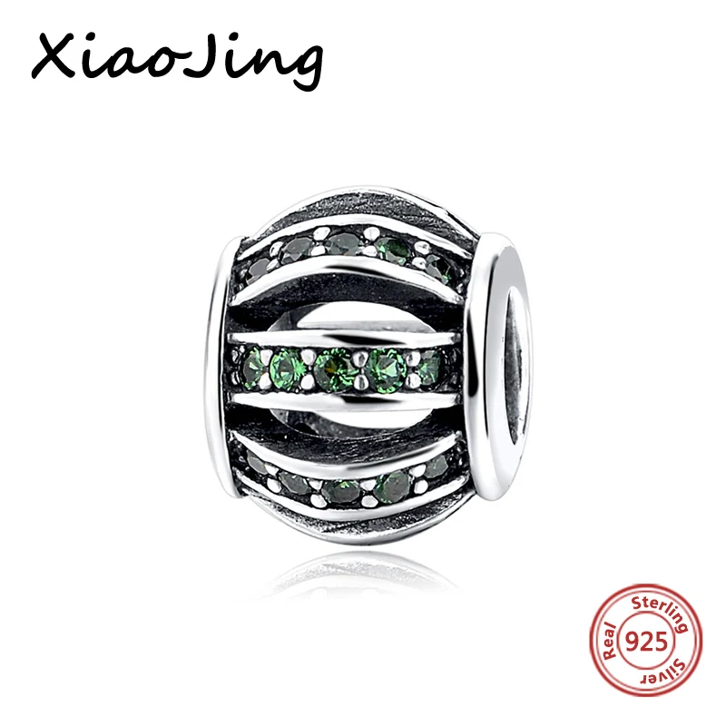 

SG 925 Silver Charm Bead Fit Original Pandora Charms Bracelets With Clear Green Cubic Zirconia DIY 2017 Authentic Berloque Gift