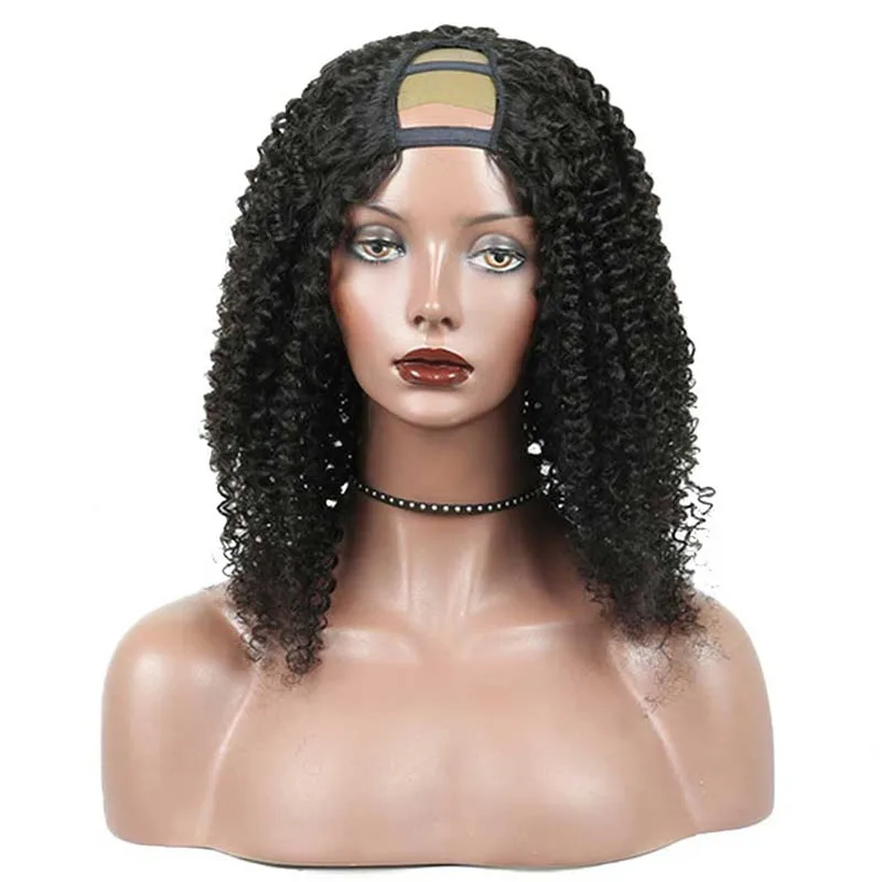 Online U Bagian Wig untuk Wanita Brasil Keriting Keriting U Bagian Rambut Manusia Wig 130% Density Anda Mungkin Produk Remy rambut