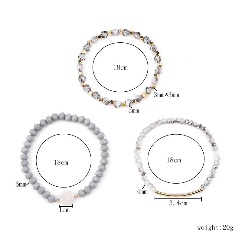 BOJIU 3 Pcs/Set Trendy Bracelets For Women Crystal White Quartz Gold Tube Tiny Beads Copper Nuggets Bracelet Jewelry BCSET179 - Image 6