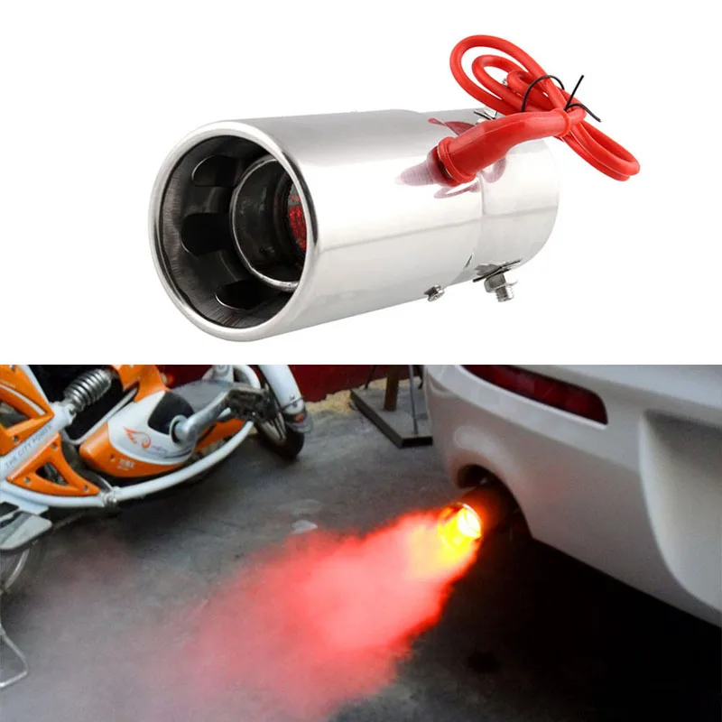 Punta de silenciador de tubo de escape Spitfire LED Luz roja Llama Punta de cola de autom/óvil universal 30 a 63 mm