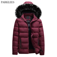 Зимняя дизайнерская мужская куртка с капюшоном с воротником из искусственного меха, новая брендовая парка, пальто, мужская шапка, съемные теплые куртки и пальто Veste Homme