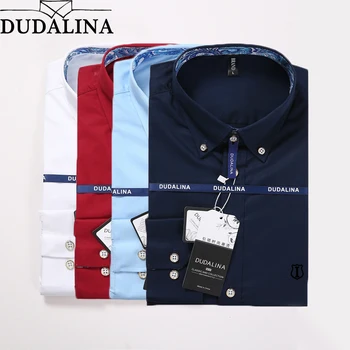 

DUDALINA Male Camisa 2020 Shirt Men Casual Men Shirt Pattern Brand Men Clothes Slim Fit Men Long Sleeve Social Plus Size M-5XL