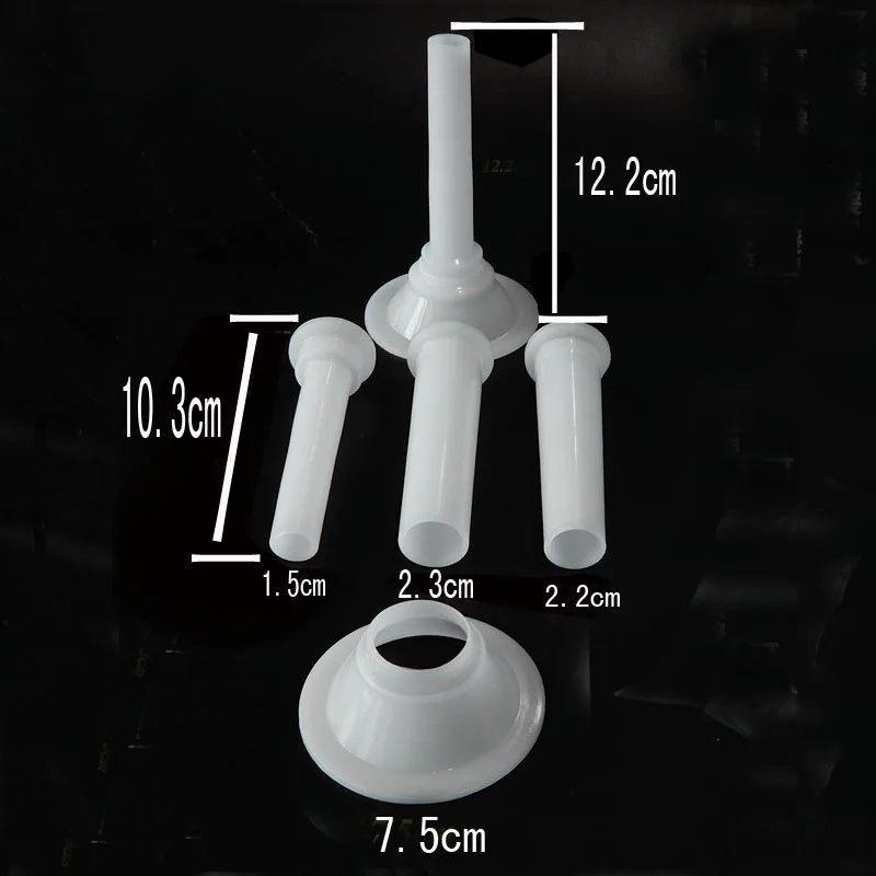 3Tubes+1Base Meat Grinder Sausage Stuffer Filling Tubes Funnels Nozzles