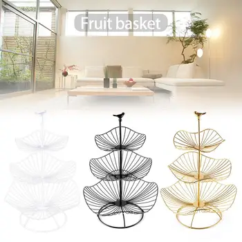

Little Bird Three Floors Lotus Leaf Style Household Three-layer Fruit Bowl Multi-layer Fruit Basket Fruit Storage Tray