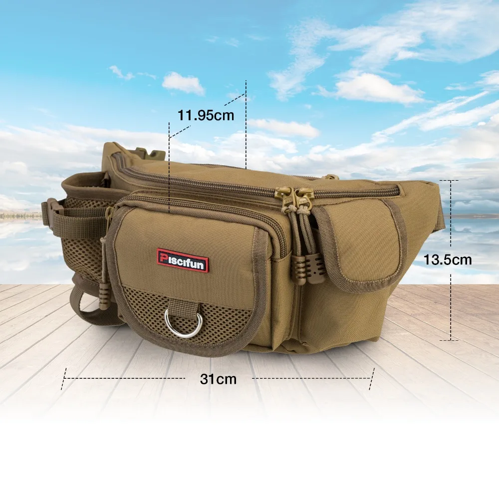  Piscifun Fishing Bag Multifunctional Outdoor Waist Bag Portable Lure Waist Pack Messenger Bag Pole  - 32974958715