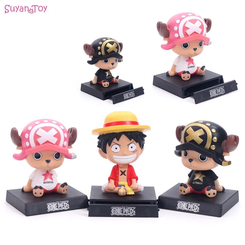 

Anime One Piece Luffy Straw Hat Action Figures Car Decoration PVC Tony Chopper Shake Head Holder Bracket Toys Brinquedos Gifts