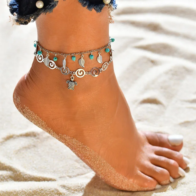 Богемные двухслойные браслеты для женщин с бусинами в виде морской звезды, черепахи, слона, винтажные браслеты в стиле бохо, пляжные ювелирные изделия