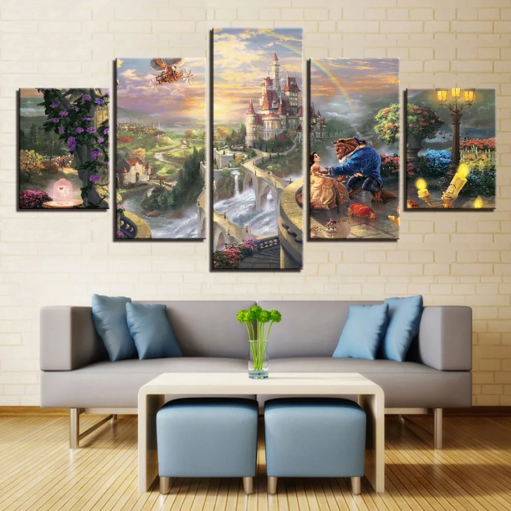 Beauty And The Beast Home Decor Room Hd Canvas Print Picture Wall Art Painting Home Garden Home Decor Posters Prints Ayianapatriathlon Com