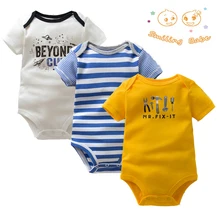 3PCS LOT Soft Cotton Baby Bodysuit Fashion Baby Boys Girls Clothes Infant Jumpsuit Overalls Short Sleeve