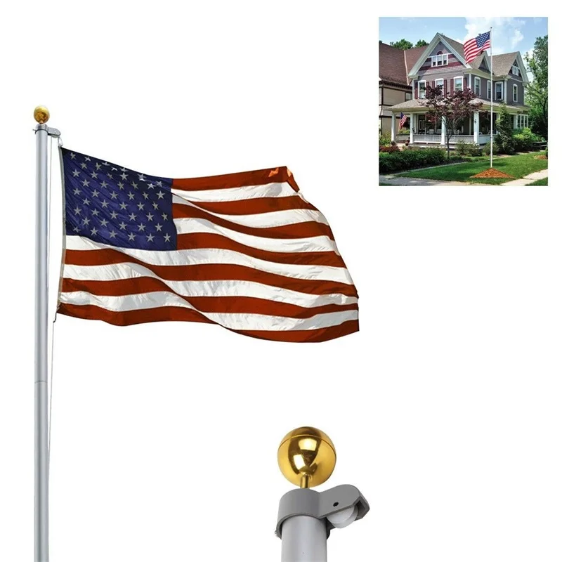

20 ft Aluminum Sectional Flagpole Kit w/ Halyard Pole and American Flag
