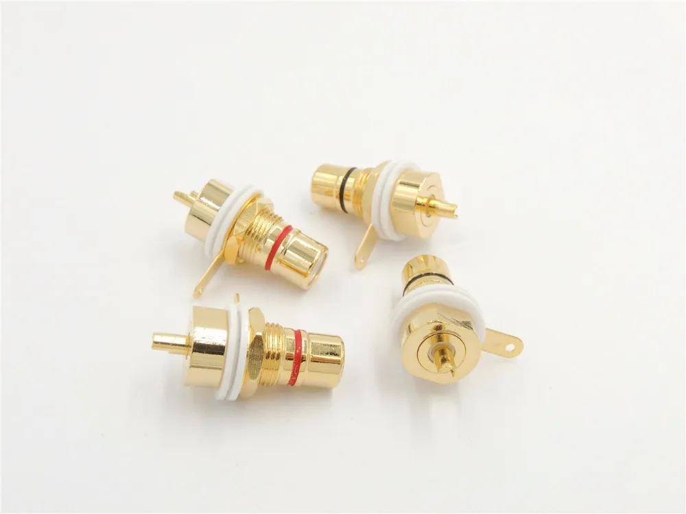 Terminal Rca de Soquete Dourado Conector de Entrada Fêmea para Chassi de Montagem de Painel com 10 Peças