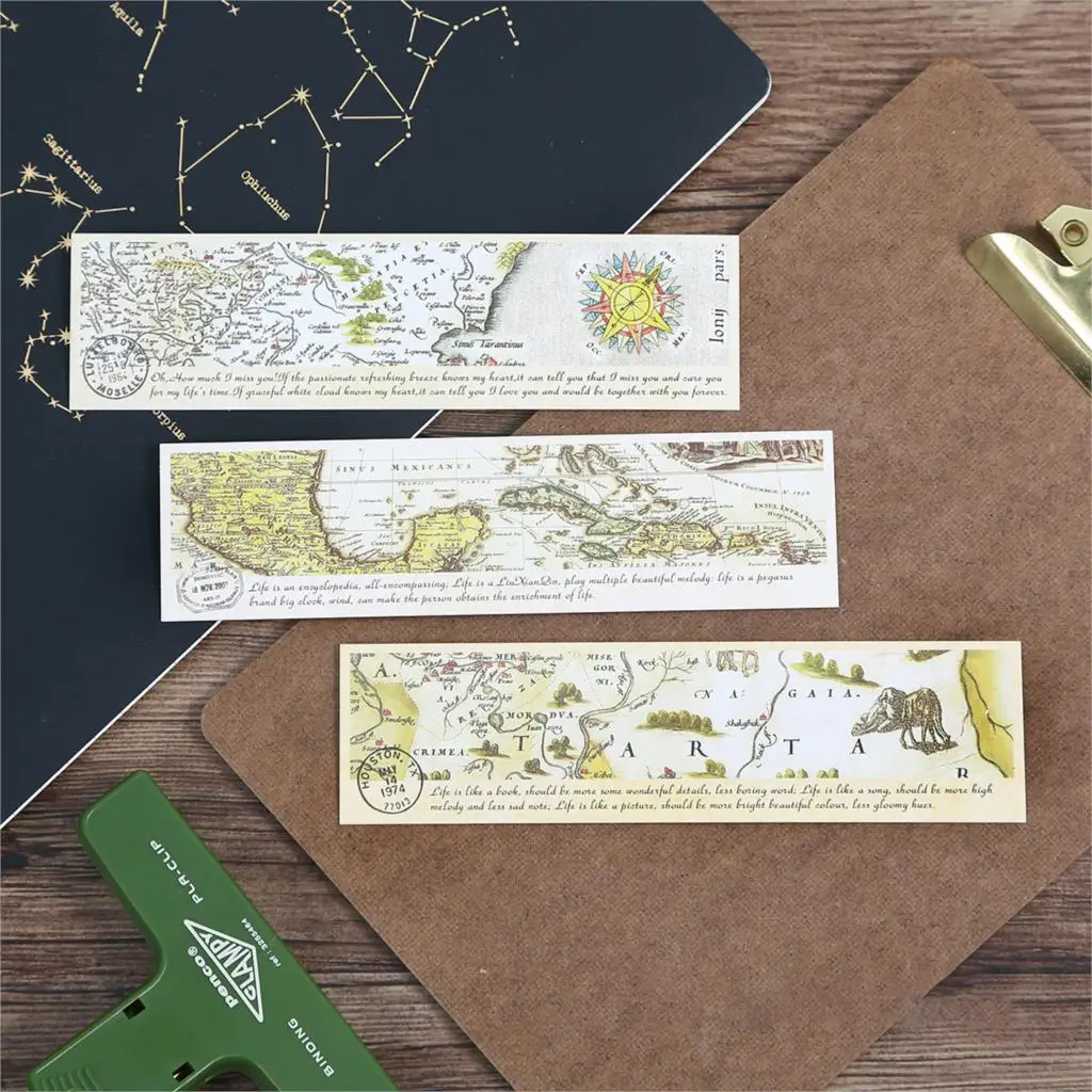 

multi-use 30 pcs old map Style Craft Paper Cards as bookmark tag gift decoration Scrapbooking DIY leave message card
