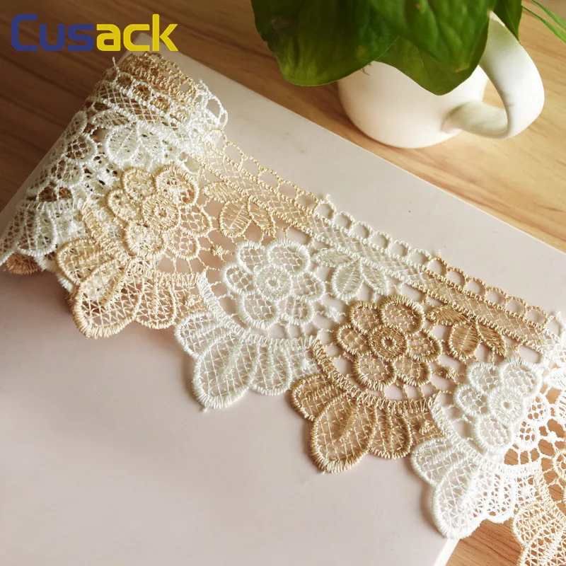 

3 meters 10 cm 7.5 cm Lace Trims Webbing Applique for Costumes Trimmings Ribbon Polyester Beige Home Textiles Sewing Lace Fabric