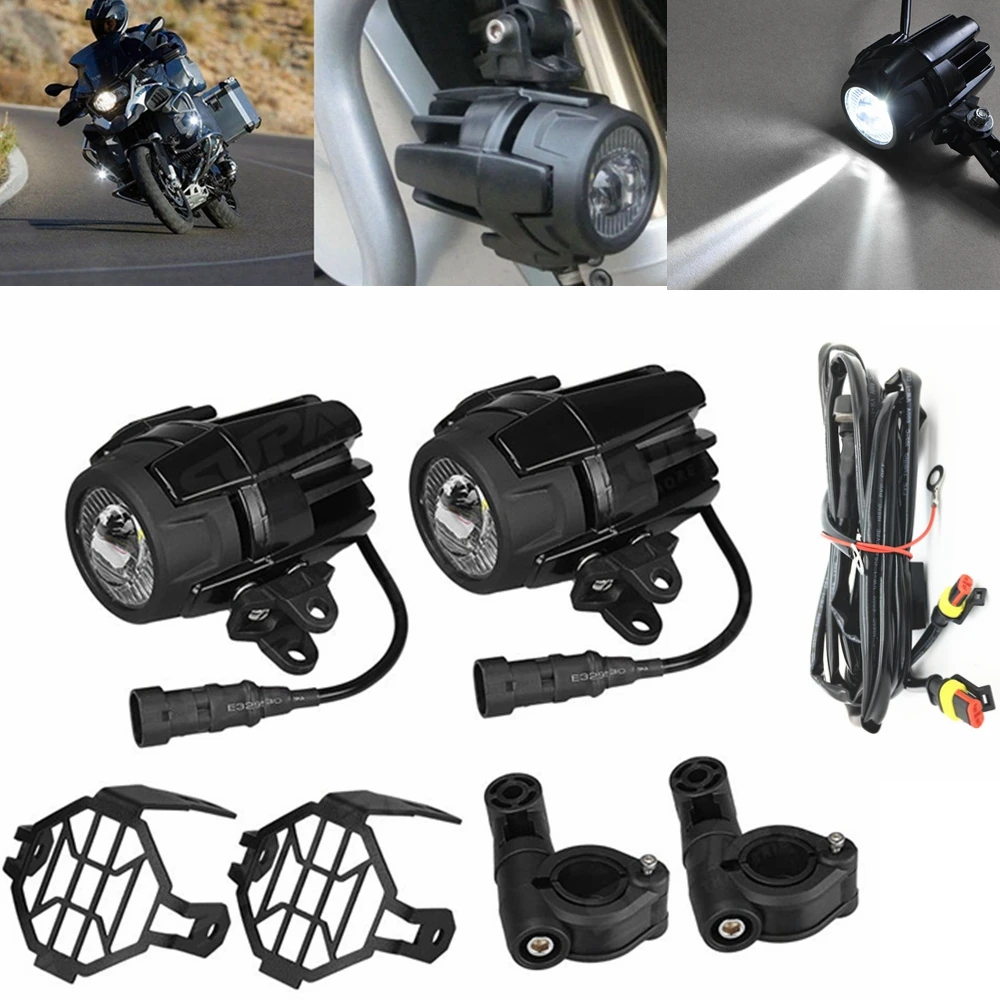 Motorcycle LED Fog Light & Protect Guards with Wiring Harness For BMW