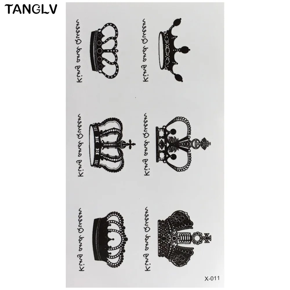 69 модели водонепроницаемый Taty временная татуировка хной поддельные флэш-тату-наклейка для Taty татуировки Черная Корона