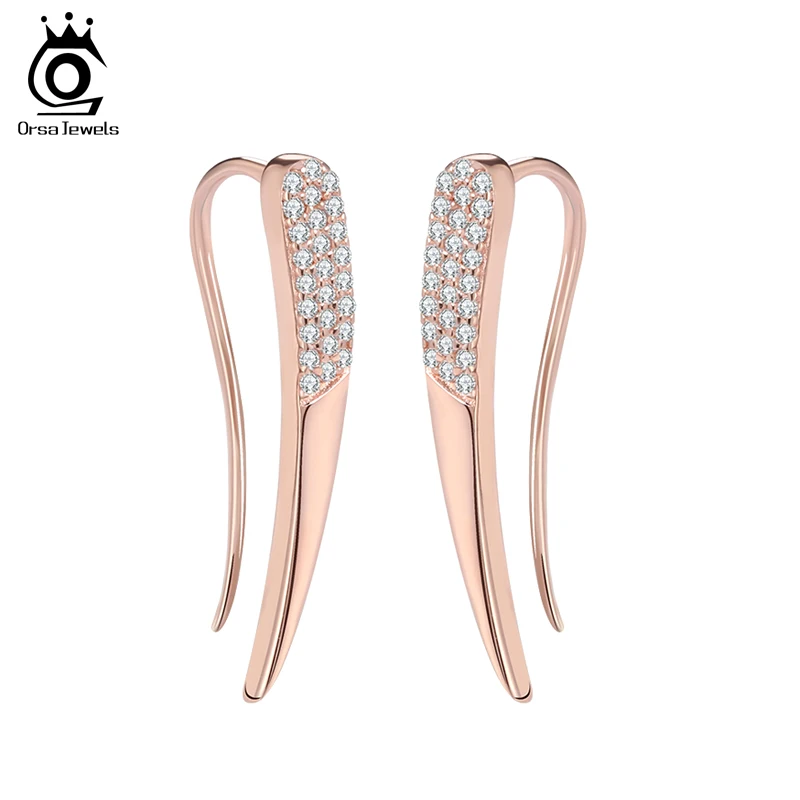

ORSA JEWELS Elegant Women Dangle Earrings with 52 Pieces AAA Zircon Three Colors Earring for Ladies Fashion Jewelry Gift OE118