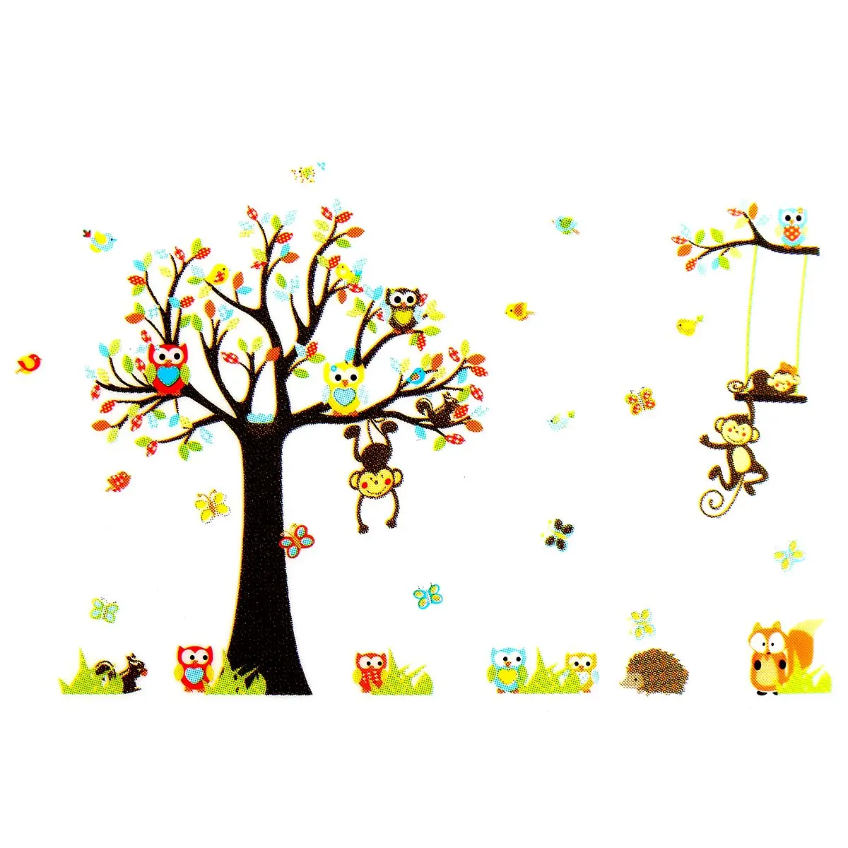 wall stickers pvc removable cute owl monkey wallpaper art wall decals animal tree picture diy dance studio home decor in wall stickers from home garden on