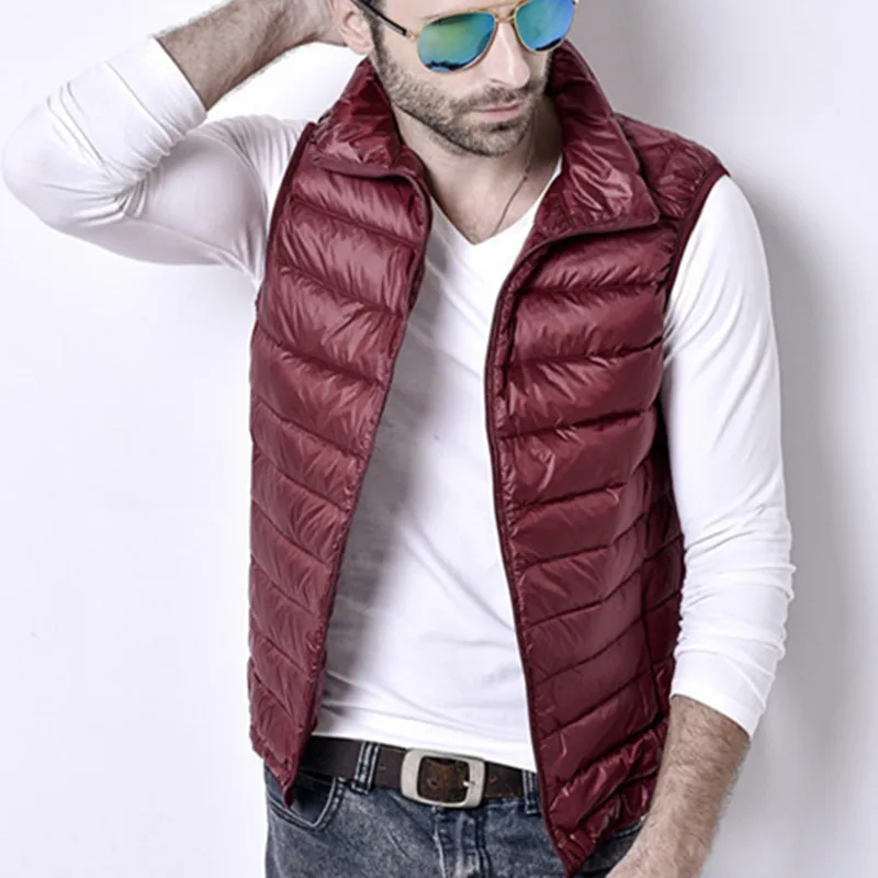 

Sanishroly Autumn Winter Men Ultra Light Down Vests Jacket Male White Duck Down Vest Coat Slim Sleeveless Waistcoat Outwear S548