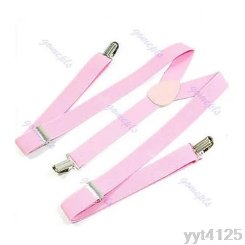 

New Fashion Plain Color Adjustable Clip-on Y-back Suspenders
