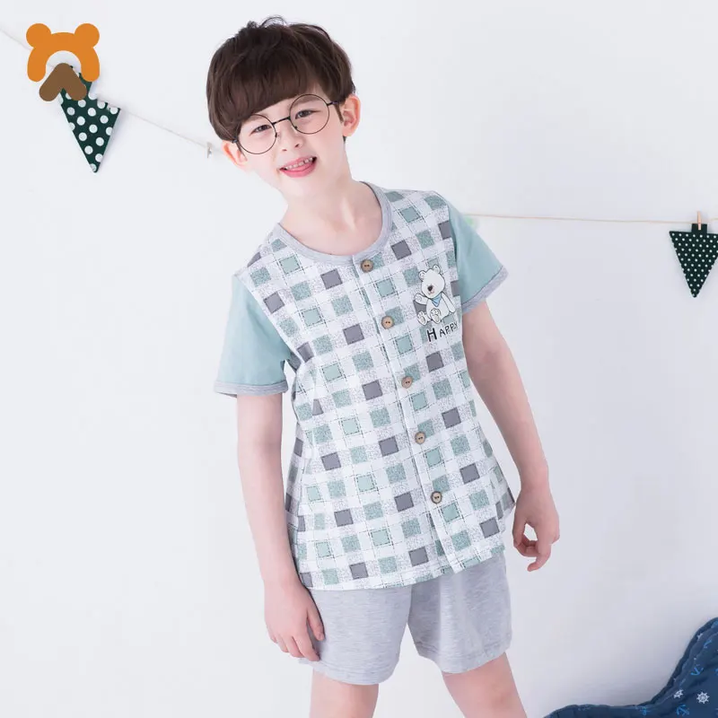 Boys Pajamas Sets Cotton Short Sleeve Summer Kids Character Knitted