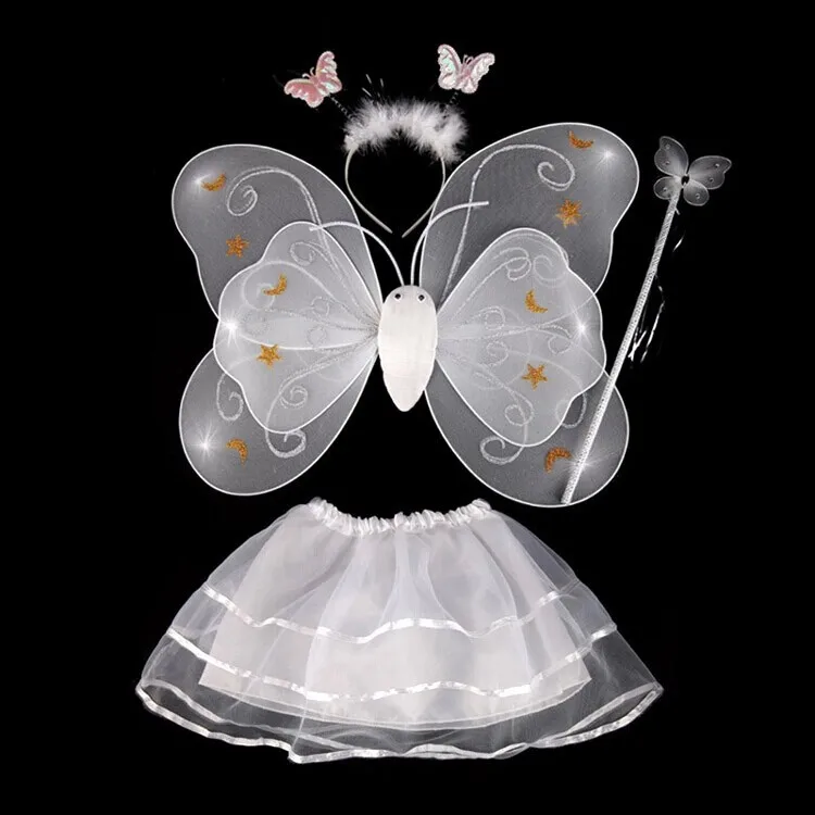 Комплект из 4 предметов: сказочная принцесса, Бабочка, праздничный костюм - Цвет: White