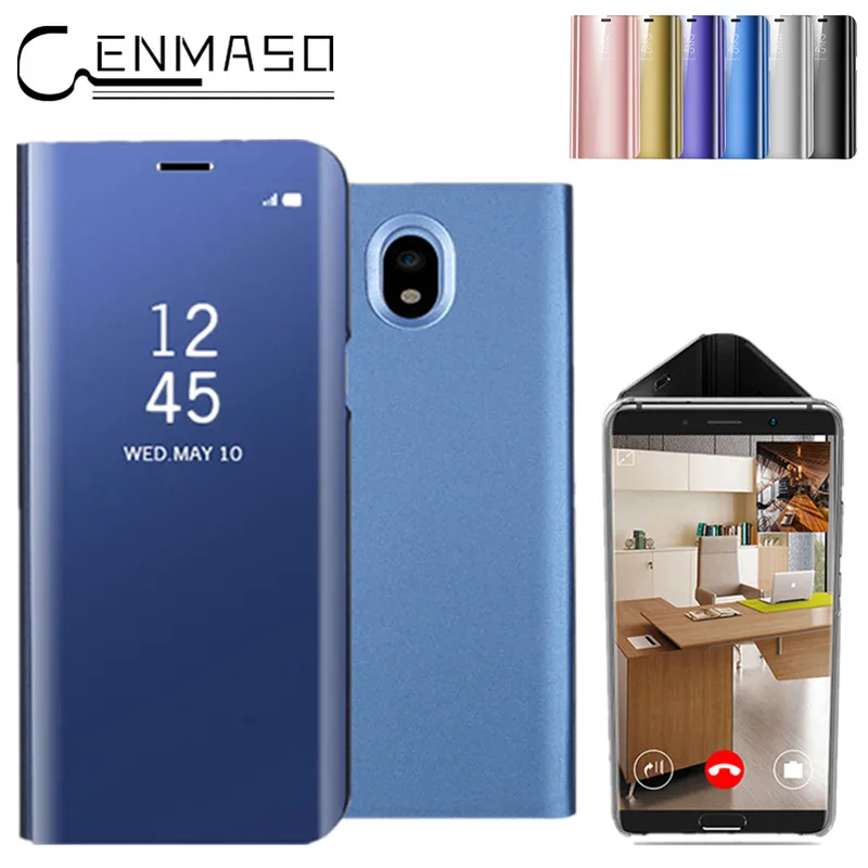 

Cover for Samsung Galaxy J7 2017 case Electroplated Mirror Flip Smart Sleep Leather Case For Samsung J7 2017 SM-J730F EU version