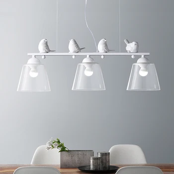 

DOXA Rusti Modern LED Pendant Light Iron Glass Pendant Lighting Three Little Birds Suspension Luminaire Parlor Hanging Lights