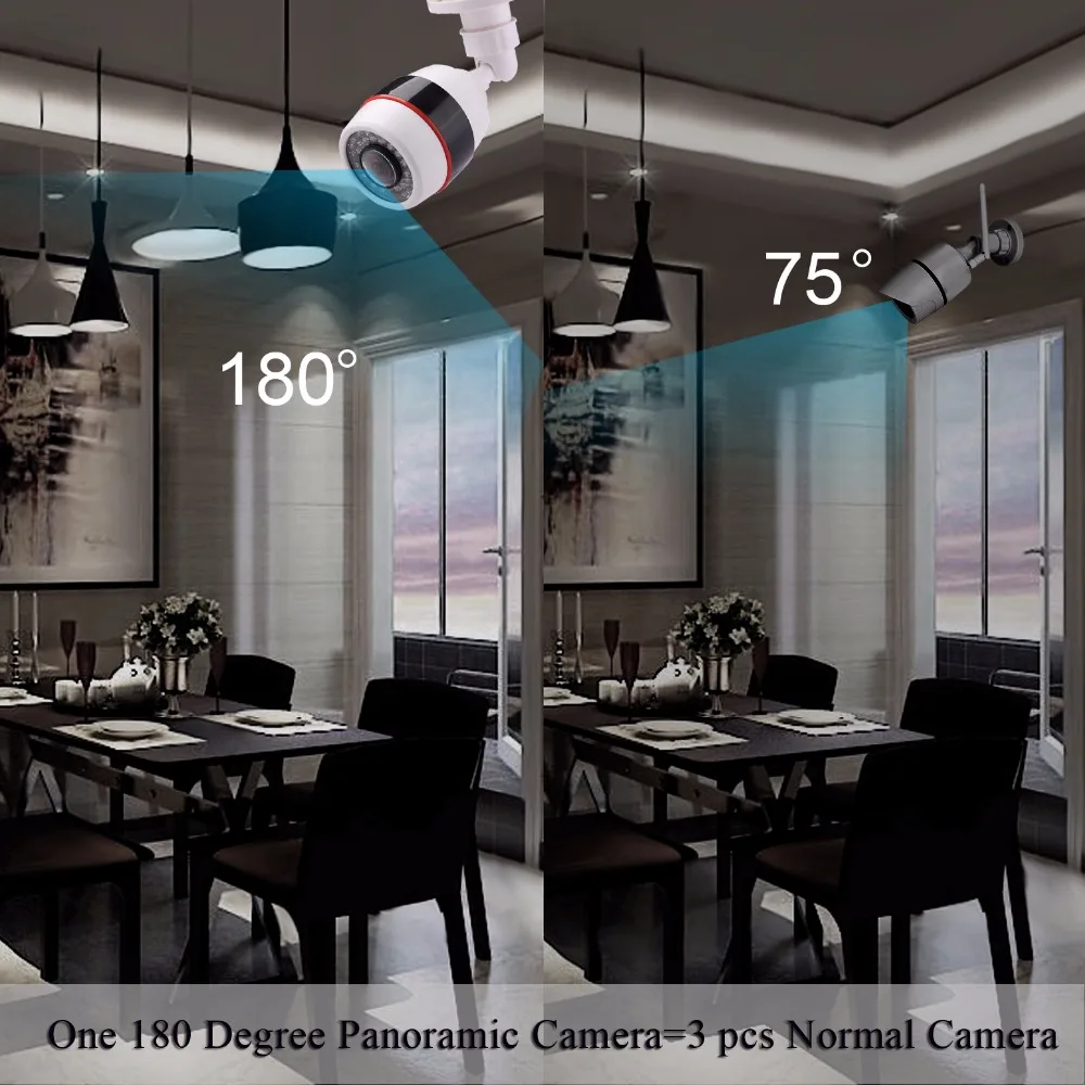 Hamrolte 5MP CCTV Camera 5MP 1.7MM Fisheye Lens 180Degree Panoramic AHD Camera Night Vision Waterproof Outdoor Bullet surveillance camera