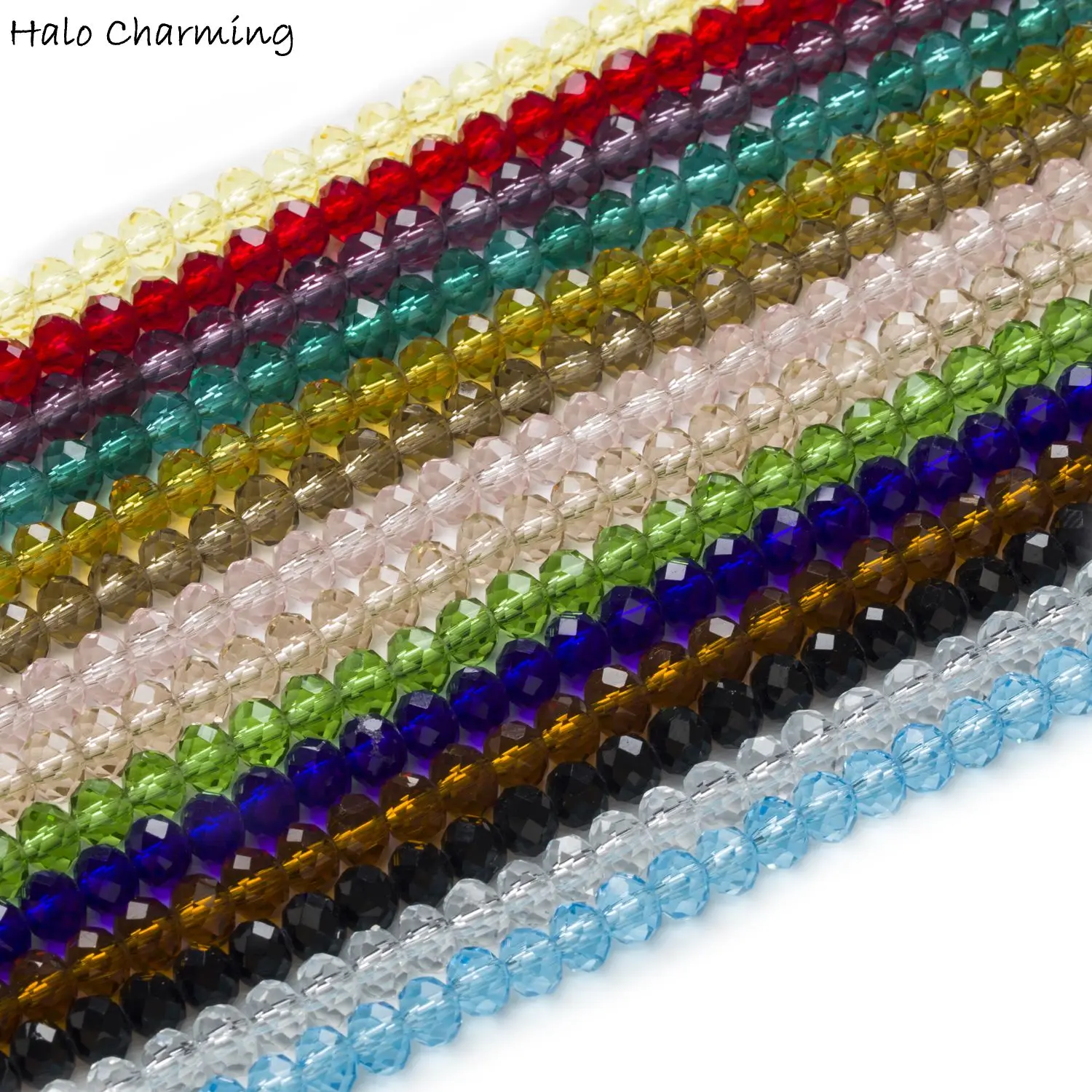 100 Faceted Rondelle Crystal Two Colour Solid Glass Beads 3x4mm