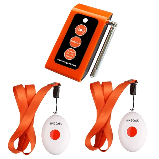 SINGCALL Wireless Medical Call Button System. Pager Service, Smart Caregiver Two Call Buttons & Caregiver Pager Nurse Alarm 1