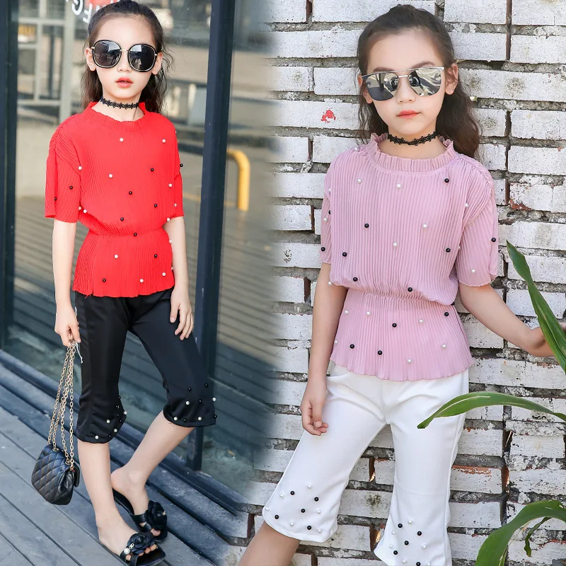 Girls'New Short-sleeved Summer Suit for Trendy Girls in 2019