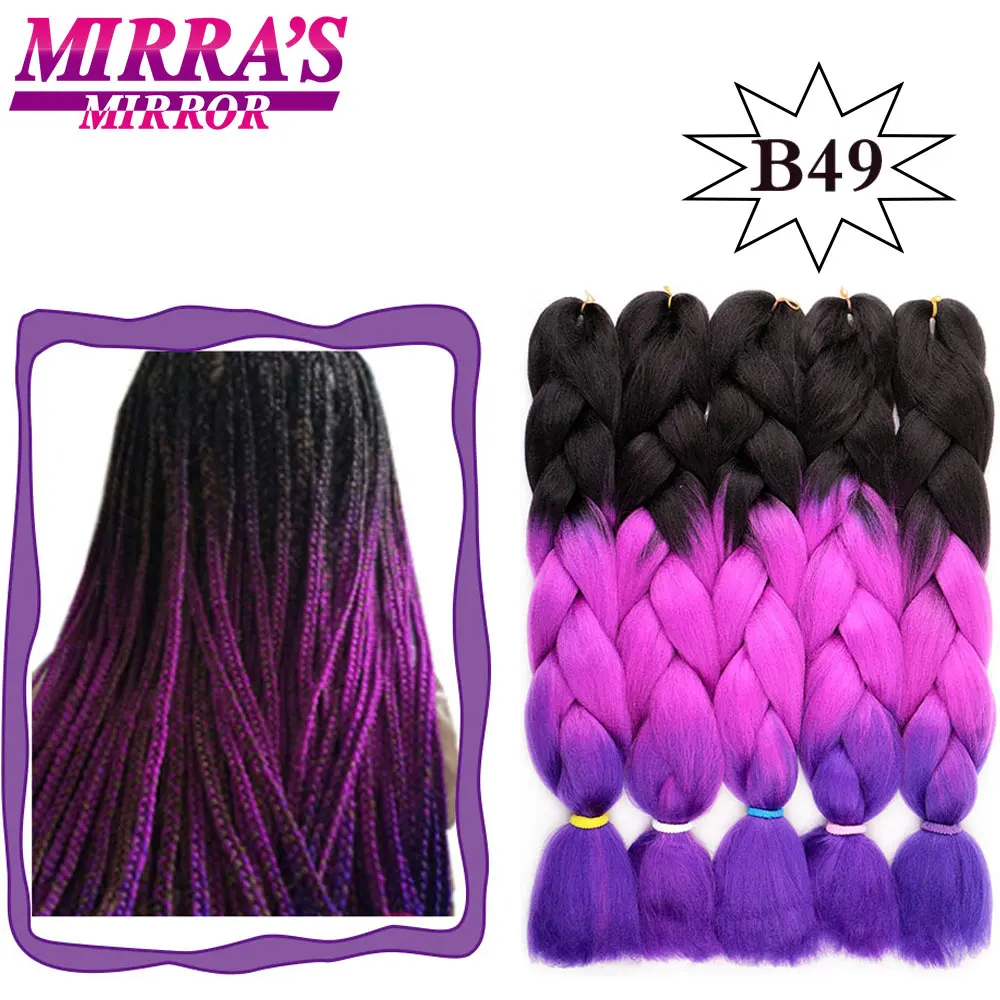 Mirra's зеркало Омбре плетение волос для наращивания большие синтетические косы длинные вязанные крючком волосы розовый синий блонд зеленый красный
