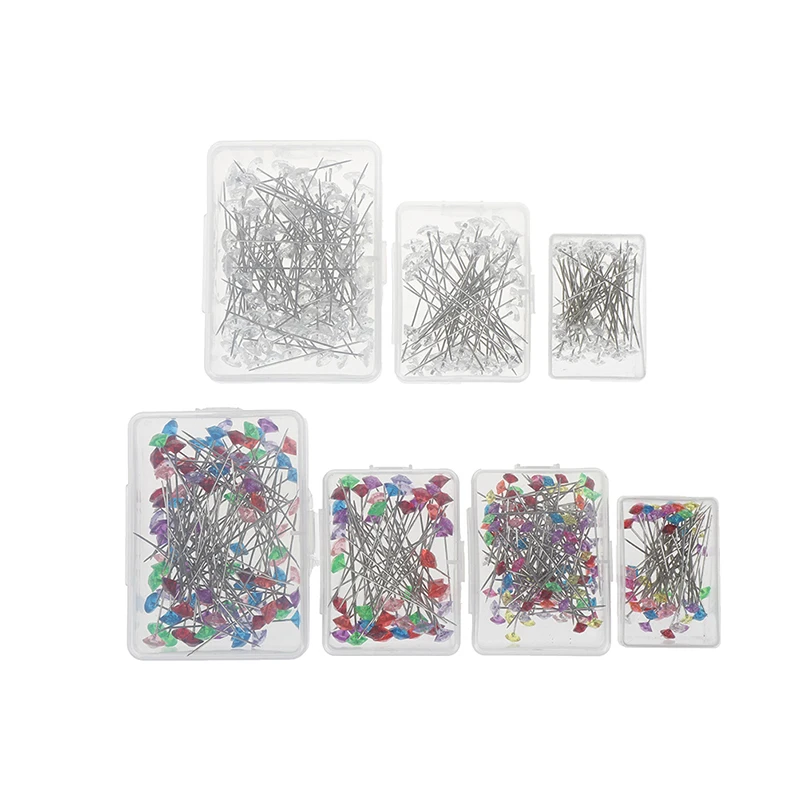 

50/100pcs Rhinestone Head Sewing Pins Stitching Needles Pins Corsages Wedding Bouquet Pins Sewing Accessories with box