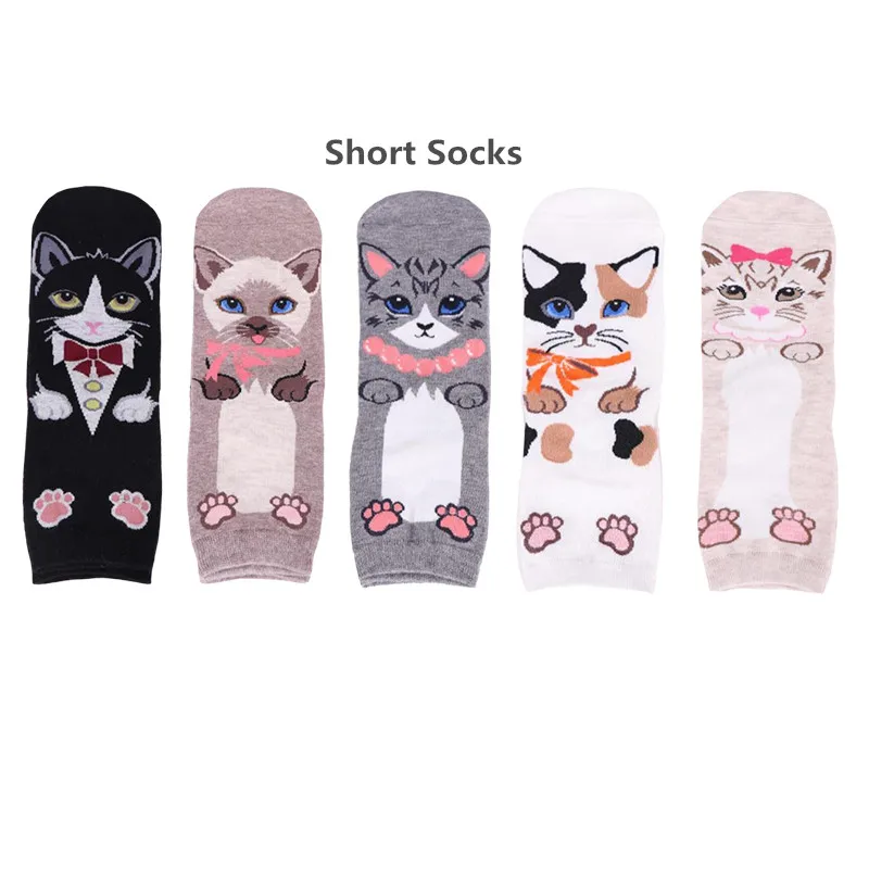 MYORED 5pairs woman short socks women's cotton cartoon animal for woman casual dress gift socks Calcetines de dibujos animados - Цвет: F144