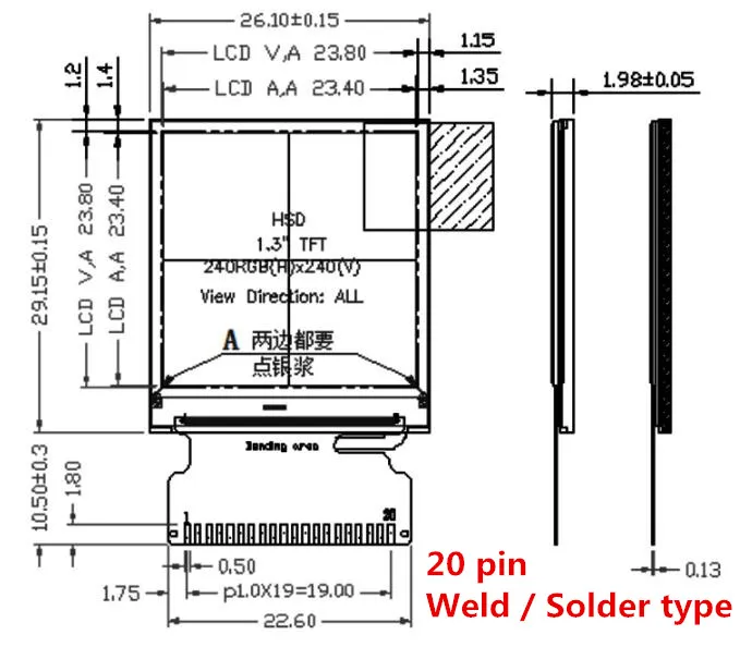 TFT lcd панель 1," экран HD ips 240(RGB)* 240 Разрешение ST7789 12pin 24 pin 3/4 line SPI 262K полноцветный дисплей