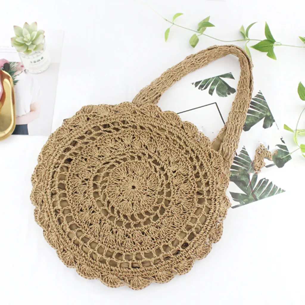 

Straw Bag Women's Summer Rattan Bag Handmade Woven Circle Bohemia Beach Handbag Wicker Bag bolso Feminina mimbre#40