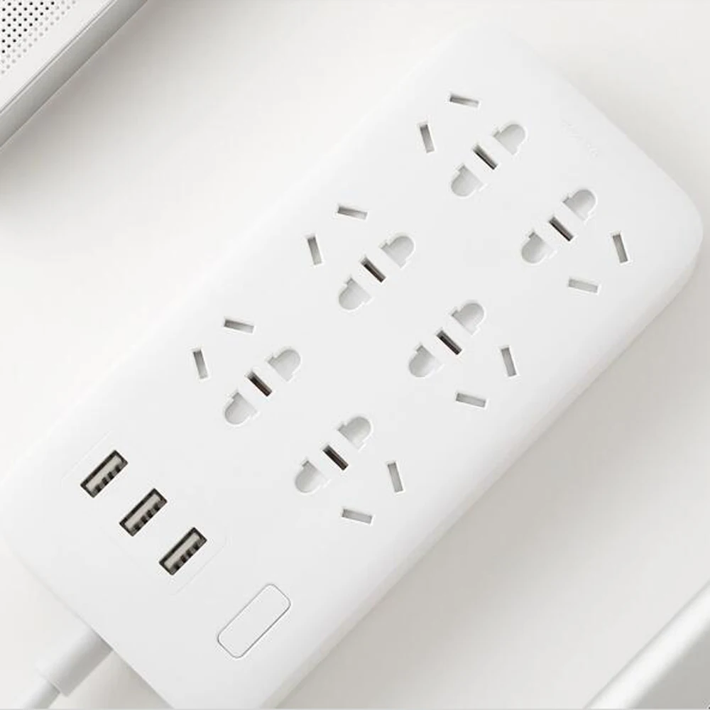 Оригинальная розетка Xiaomi Mi с 3 USB 5 в 2 1 А удлинитель для быстрой зарядки 6 розеток