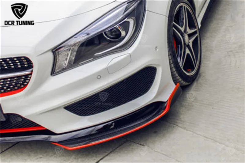 Carbon Fiber Front Splitter With Red Line For Mercedes - Benz CLA Class W117 CLA250 CLA260 CLA45 AMG(3) - 