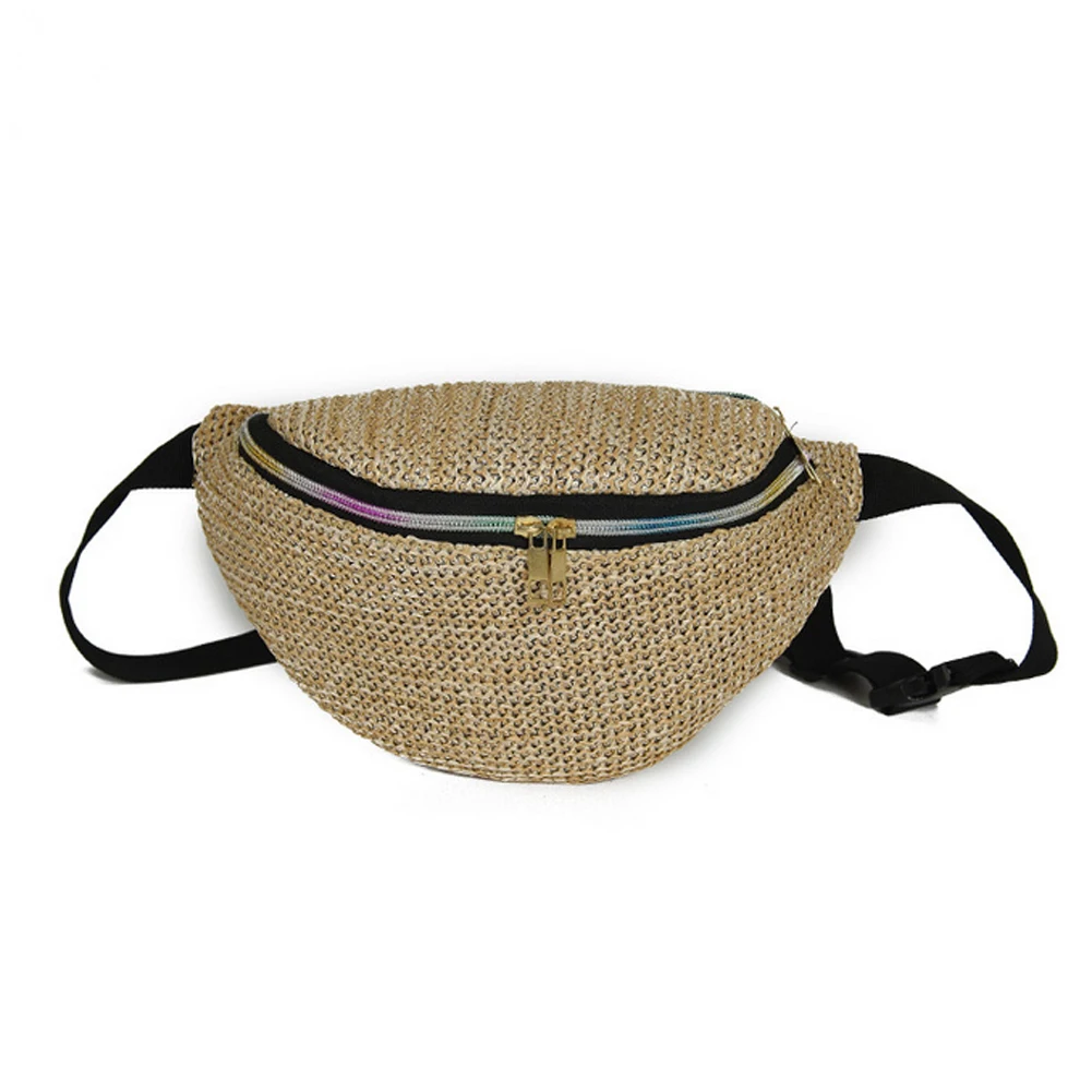 New fashion Women Straw Waist Packs Female Cute belt bag Girls Shoulder