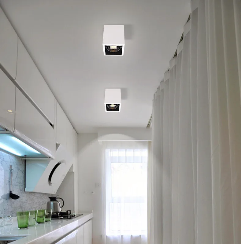 Светодиодный потолочный светильник s, одноточечный светодиодный светильник, Сменные лампы GU10 10 Вт 15 Вт, светодиодный потолочный светильник, квадратный светильник для дома