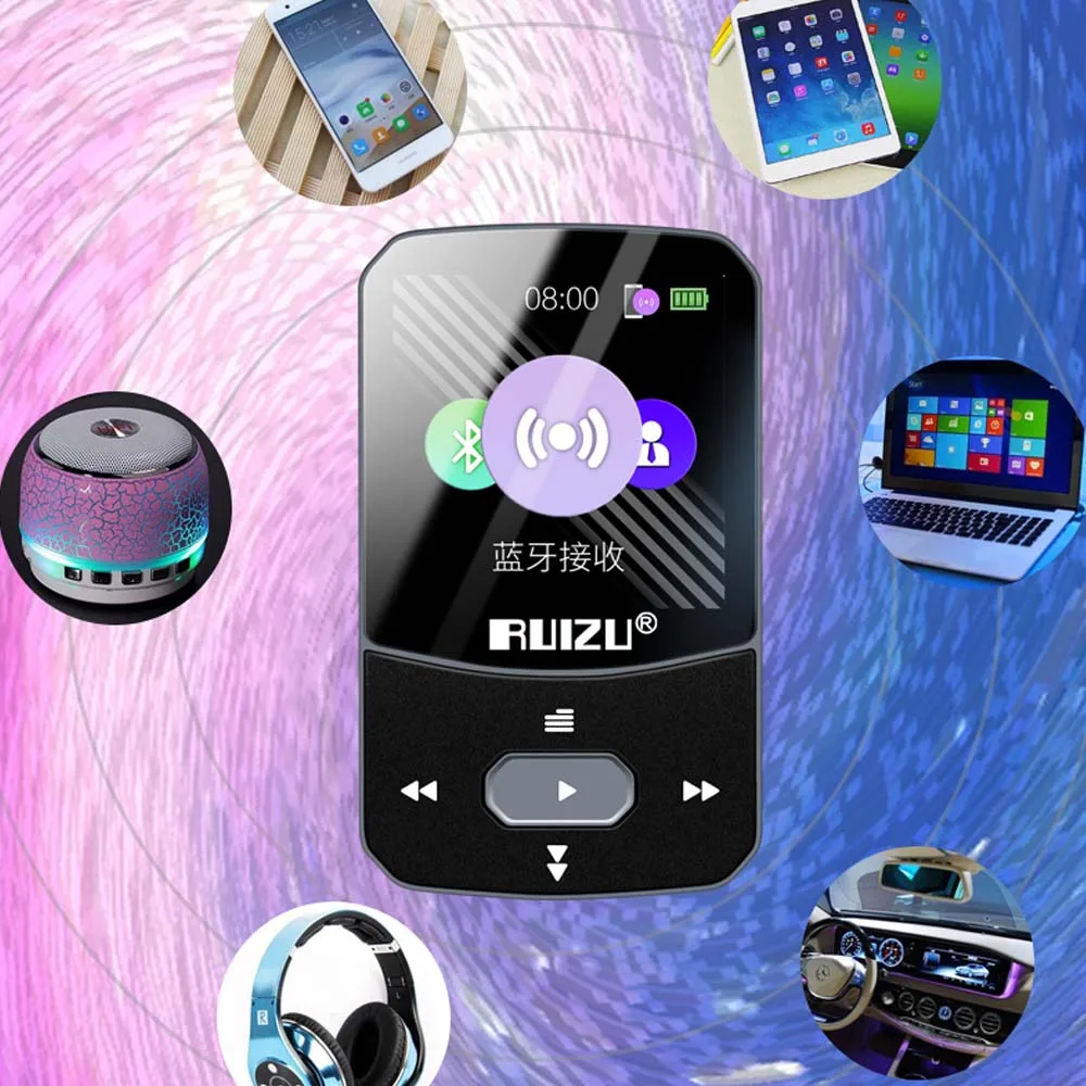 MP3 плеер RUIZU X51 с зажимом, Bluetooth, спортивный MP3 музыкальный плеер с рекордером, fm-радио, поддержка TF карты, можно подключить телефон