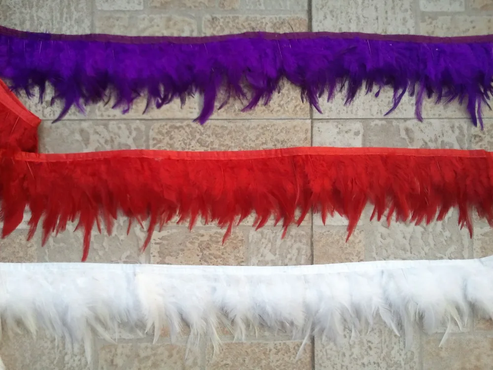 

Custom make 4-6inch wide chicken feather fringe, 30yards/lot/color, 85 different colors for your choice
