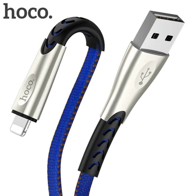 HOCO брендовый прочный нейлоновый usb-кабель для iPhone Xs Max Xr X 8 7 6 6 S, кабель для быстрой зарядки и синхронизации данных из сплава для iPhone