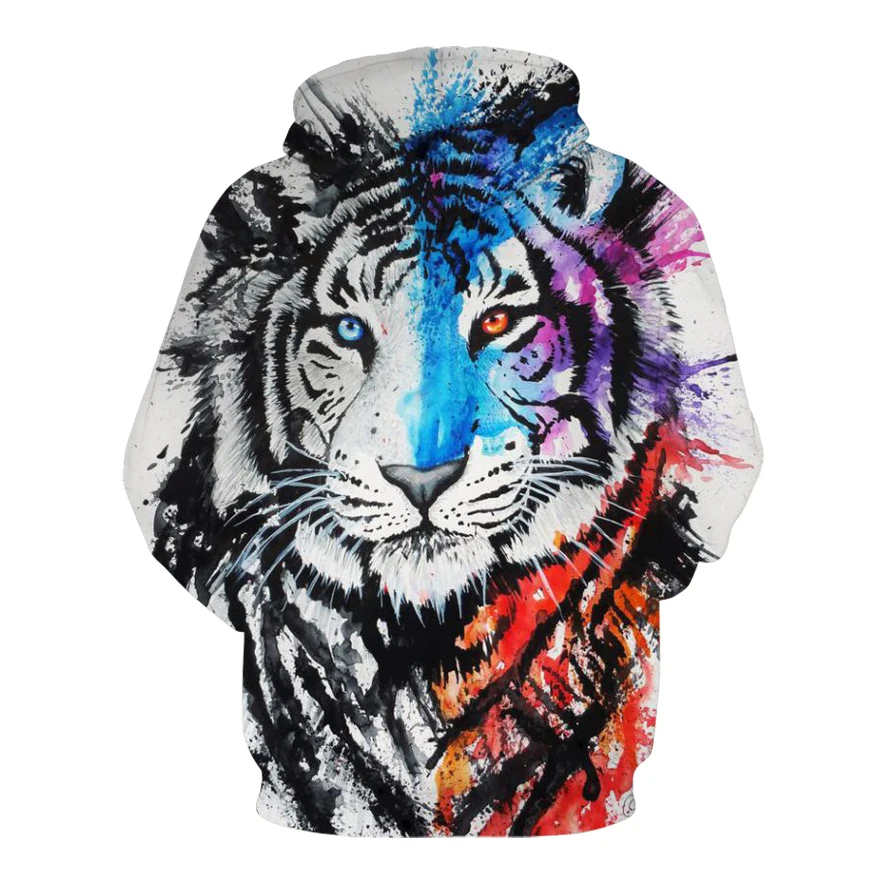 Новая толстовка с капюшоном с животным принтом для мужчин 3d Толстовка брендовая толстовка куртка Премиум пуловер стильный спортивный костюм Два тигра уличные пальто