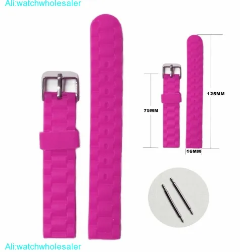 16mm Happy Magenta Silicone Jelly Rubber Ladies Watch Band Straps WB1060K16JB