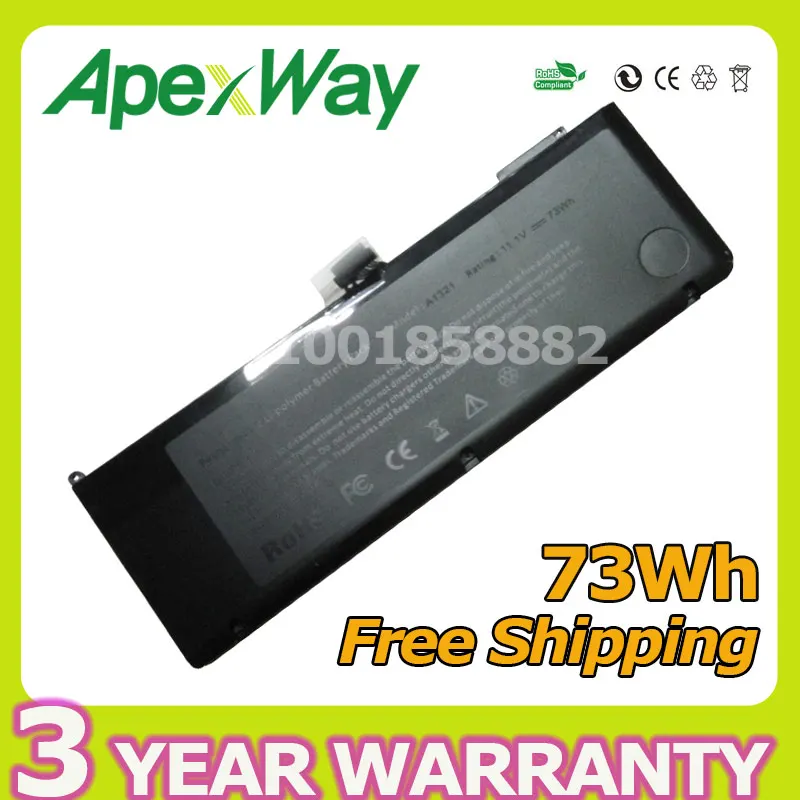 

Apexway 73WH 11.1V laptop battery A1321 for Apple MacBook Pro 15" MB985J/A MB985 MB986J/A MC118 MC118*/A MC118X/A+screwdrivers