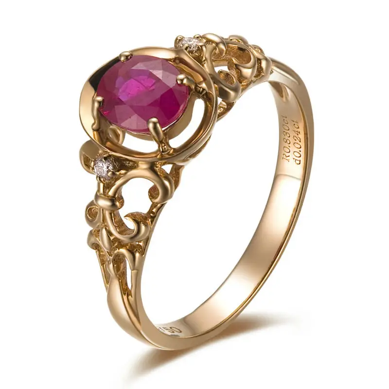 2017 New GVBORI 18K Goldnatural ruby ring Wedding Ring For Women Fine
